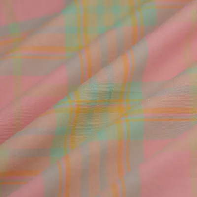Productafbeelding van Katoenen stof, ruitpatroon, roze, 140 cm, gecertificeerd volgens  standaard