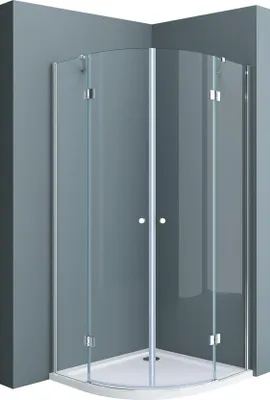 Produktbild von doporro Viertelkreisdusche Duschkabine 80x80x190cm Duschabtrennung inkl. flache-Duschwanne ESG-Sicherheitsglas Klarglas Easy-Clean-Beschichtung Ravenna02K