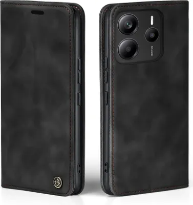 Produktbild von Handy Hülle für Xiaomi Redmi Note 14 5G Klapphülle Bookcase Flip Cover Handy Tasche Etui Farbe: Schwarz