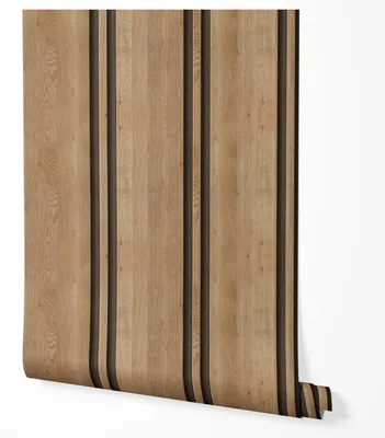 Produktbild von Selbstklebende Tapete Möbelfolie Holzoptik Eiche Breit Lamellen 3D Wandpaneel Effekt Natürliche Holz Tapete Modern für Wohnzimmer Schlafzimmer Flur Büro Elegantes Design 2,5m x 0,5m