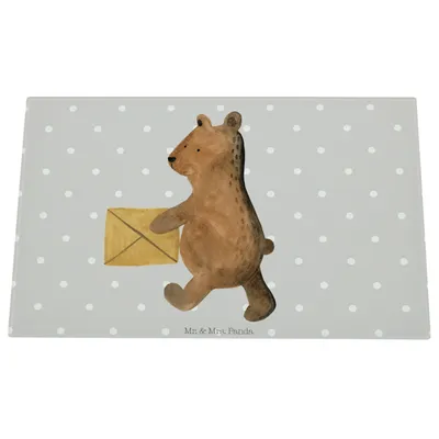 Produktbild von Mr. & Mrs. Panda Glas Schneidbrett Bär Zuhause - Grau Pastell - Geschenk, Schneidebrett Aus, Teddy, Hackbrett, Küchenschneidebrett, Glasbrett