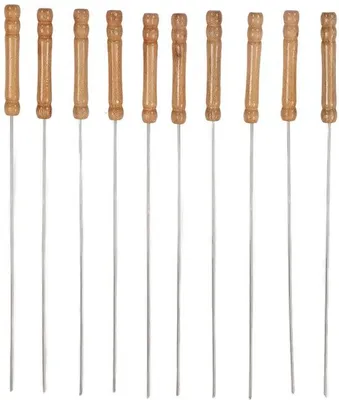 Produktbild von Set aus 10 Holz-Grillspießen mit Chrom-Mundstück