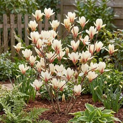 Zdjęcie produktu dla Bloomique - Magnolia Sunrise - Beaver Tree - Rośliny ogrodowe - Odporne na zimę - Wysokość 40-60 cm - Doniczka 19 cm