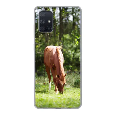 Produktbild von MuchoWow® Handyhülle Schutzhülle Hülle für Samsung Galaxy A51 5G Pferd - Blumen - Licht Silikon Softcase Handy Hülle - Abbildung