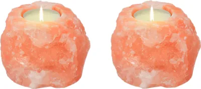 Produktbild von HAF 2x Salzkristall Teelichthalter Rosa ca. 1 kg | Kristallsalz Kerzenhalter | Handgefertigt Harmonisches Licht | Stilvolle Dekoration | ohne Teelicht