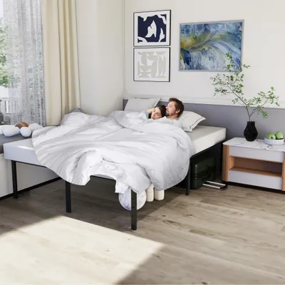 Produktbild von YZNAHRE Bettgestell 160x200 cm Metallbett Bettrahmen mit Lattenrost Doppelbett Jugendbett Gästebett aus Metall Bed Frame für Schlafzimmer Gästezimmer