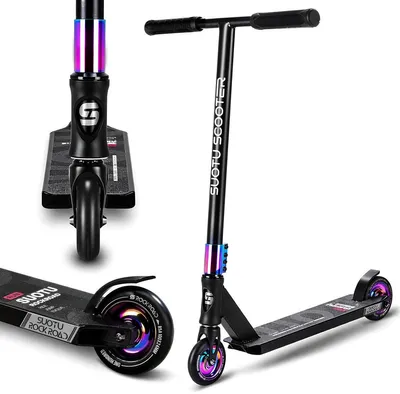 Immagine prodotto di SUOTU Monopattino acrobatico Ultra Pro Nero/Neo, monopattino acrobatico per bambini dai 6 anni in su e adulti