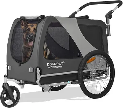 Produktbild von DOGGYHUT® Premium XL 2 in 1 Hundefahrradanhänger & Jogger 23-45 kg Fahrradanhänger für Hunde Hundeanhänger für Fahrrad 80106