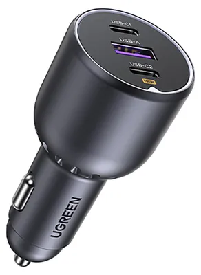 Produktbild von Ugreen 130W 3-Port Fast Car Char gray, Auto, Zigarettenanzünder, Grau