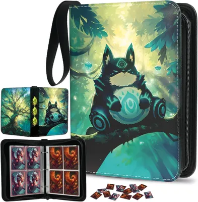 Produktbild von Sammelkarten Album 400 Karten - Waldwächter - 4-Pocket Binder mit Reißverschluss, Nachfüllbar 3-Ring-Mechanik, Kompatibel mit TCG & Sportkarten