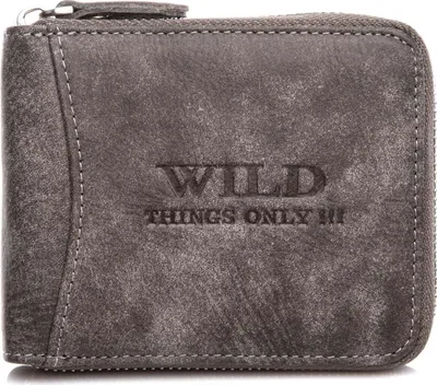 Produktbild von WILD Herren-Geldbörse, klassisches Design, robustes Leder, rundum Reißverschluss, RFID-Schutz, Grau