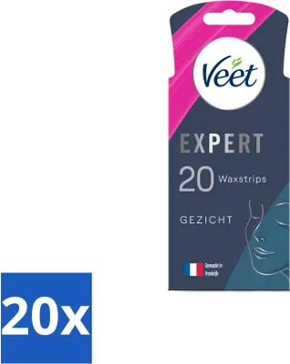 Zdjęcie produktu dla Veet Expert - Paski do depilacji - Twarz - Skóra wrażliwa - 20 pasków - Opakowanie wartościowe - 20 sztuk
