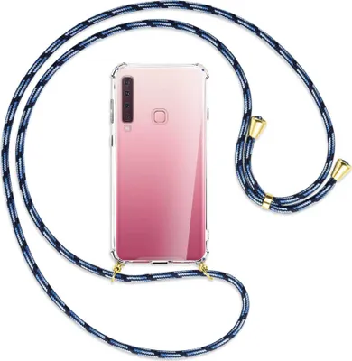 Produktbild von Handykette Backcover-Schutzhülle mit Band (Metall goldfarben) für Samsung Galaxy A9 2018 - Blautöne