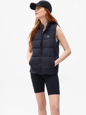 Produktbild von GAP Damen Steppweste Schwarz XXS mit Reißverschluss, Stehkragen und Fleecefutter
