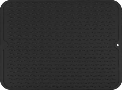 Produktbild von QUVIO Abtropfmatte - Abtropfgestelle - Geschirrspülen - Spülmaschine - Rutschfest - Haushalt - Silikon - 40 x 30 cm - Schwarz