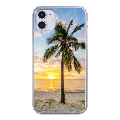 Produktbild von MuchoWow® Handyhülle Schutzhülle Hülle für iPhone 11 Strand - Palme - Sonnenuntergang Silikon Softcase Handy Hülle - Handytasche