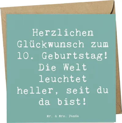 Produktbild von Mr. & Mrs. Panda Grußkarte Spruch 10. Geburtstag Jubiläum - Meeresbrise - Geschenk, besonderer, doppelkarte, anlasskarte, Glückwunschkarte, Happy Birthday, lieber Freund