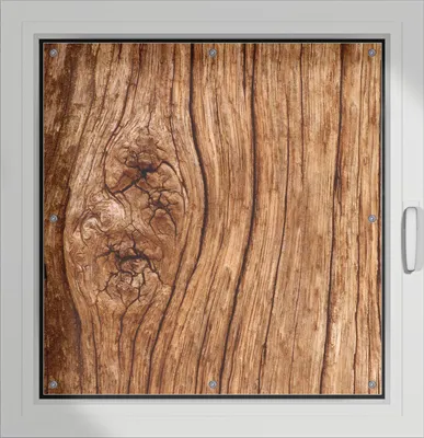 Produktbild von Wallario Lichtschutzbild, Dekorativer Sichtschutz Sonnenschutz 96 x 93 cm mit Motiv: Holzstamm mit Asteinschluss - Verdunklung ohne Bohren