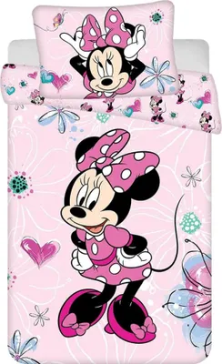 Produktbild von Jerry fabrics Minnie Mouse Bettwäsche Set Minnie Maus Flowers 02'' Baby Bettwäsche 100x135 + 40x60 cm, 100% Baumwolle