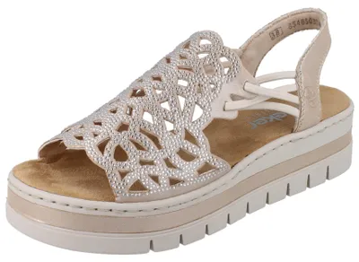 Produktbild von RIEKER V4941-60 Damen Plateau Sandalette beige Strasssteine Kunstleder - Größe: 38