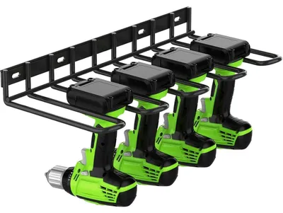 Image de Rangement à outils, organisateur pour outils électriques, 4 emplacements pour forets, fixation murale, métal, 1 niveau