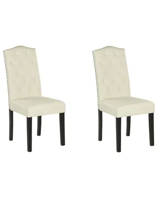 Image de BELIANI Lot de 2 chaises beige clair, revêtement en velours et pieds en bois noir, pour une salle à manger au style minimaliste
