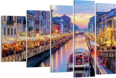 Produktbild von Bild auf Leinwand - Leinwandbild - 5 Teile - Kanal Grande Abend - 150x100cm - Wand Bild - Wanddeko - Wandbilder - Leinwanddruck - Bilder - Wanddekoration - Leinwand bilder - Wandbild - EG150x100-4331