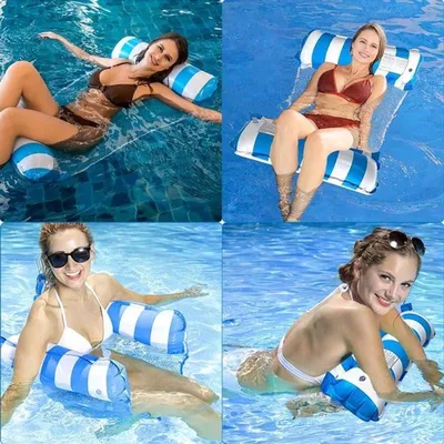 2 Stück Aufblasbare Hängematte, Schwimmende Hängematte, Schwimmsessel, Luftbett und Strandmatratze für Pool, Strand und