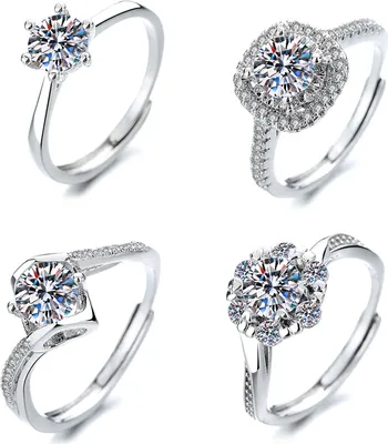Obrázok produktu pre INF Sada zirkónových prsteňov Bling 4-bal Strieborná