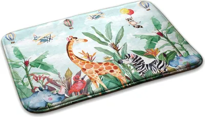 Produktbild von Kinderteppich Schlafzimmer Modern - 75 cm x 45 cm - Tropische Tiere
