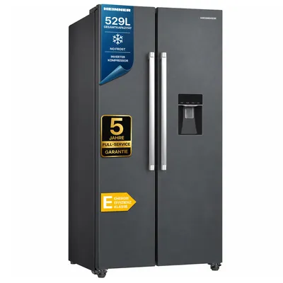 Produktbild von Heinner HSBS-HM529NFINVDGWDE++ Side-by-Side Kühlschrank 529 L, Total No Frost, Wasserspender, Anti-Fingerprint