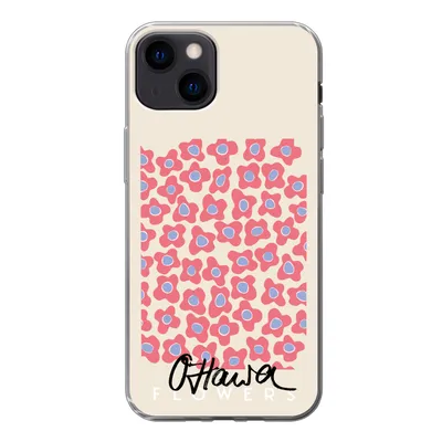 Produktbild von MuchoWow® Handyhülle Schutzhülle Hülle für iPhone 13 Blume - Muster - Rosa Silikon Softcase Handy Hülle - Karteninhaber