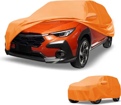 Image de Housse Voiture šŠtanche Toutes Saisons Pour Automobile ExtšŠrieure Anti-Uv Soleil Pluie Protection Complššte ExtšŠrieure Pour Subaru Crosstrek 210D-Pu Orange Bandes RšŠflšŠchissantes