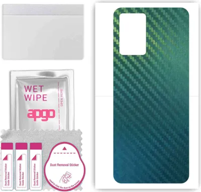 Produktbild von apgo Rückseite Schutzfolie, Skin, kompatibel mit ZTE Blade V30, Hinten Displayschutzfolie aus Vinylfolie, kratzfest, einfache Montage - Kohlenstoff-Chamäleon CAKA1