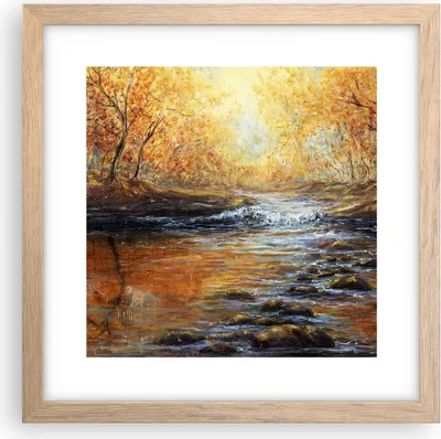 Produktbild von Gerahmtes Poster - Rahmen in heller Eiche - Bach Park Baum - 30x30 cm - Wand Bild - Wanddeko - Wandbilder - Kunstposter - Wandposter - Bilderrahmen - Bilder - Kunstdruck - Wandbild - P2NAC30x30-3973