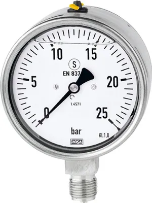 Produktbild von Riegler Glyzerinmanometer, CrNi-Stahl, Sicherh., G 1/4 unten, 0-4,0 bar, Ø 63
