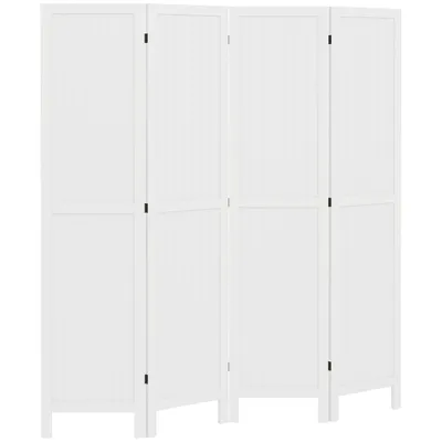 Image de HOMCOM Paravent en bois séparateur de pièce closion intérieur pliable 4 panneaux en bois 160 x 170 cm blanc