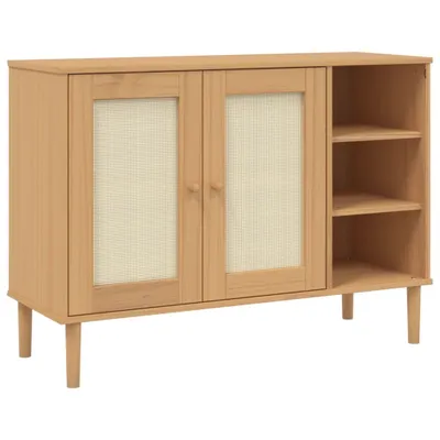 Obrázek produktu pro Příborník SENJA ratanový vzhled hnědý 112 x 40 x 80 cm borovice