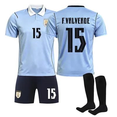 Immagine prodotto di #15 F.VALVERDE Maglia da calcio dell'Uruguay per i Mondiali 2026, disponibile per bambini e adulti. TAGLIA:XXXL