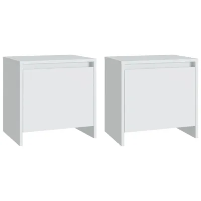 Image de Lot de 2 tables de nuit en bois composite blanc 45x34x44,5 cm
