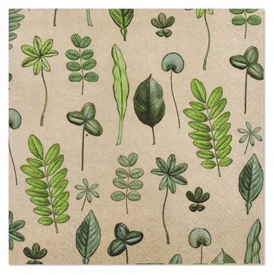 Produktbild von Botanische 1/4 3-lagige Servietten 33 x 33 cm 20 Stück.