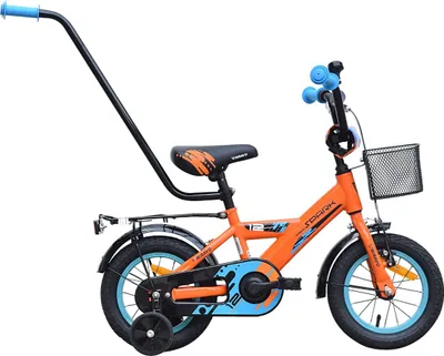 Produktbild von Kinderfahrrad - 12 Zoll - Orange und Blau - für 2-4 Jahre - mit V-Brake Bremsen- mit Gepäckträger - Jugendfahrrad