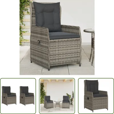 Produktbild von The Living Store Gartensessel 2 Stk. Verstellbar Grau Poly Rattan