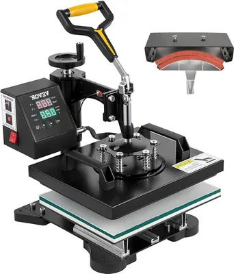 Image de Machine de transfert thermique - Transfert sur textile - Chauffage pour transfert - Impression sur textile - 2 en 1 avec revêtement en Téflon - 25 x 30 cm - Noir