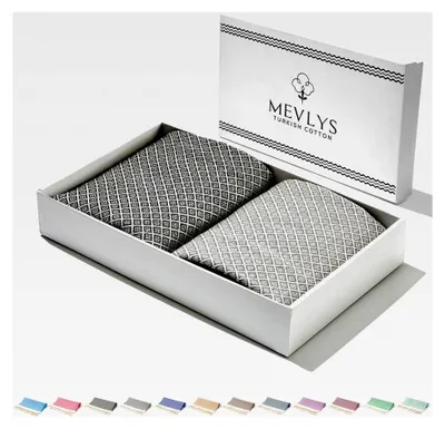 Produktbild von MEVLYS Saunatuch Hamamtuch [2er Set] Strandtuch Saunahandtuch groß 100x180 Duschtuch Strandhandtuch Picknickdecke Yogatuch Baumwolle Extra Leicht
