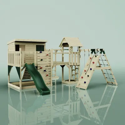 Produktbild von OutdoorToys Spielturm Bene aus Holz in Grün Kinderschaukel