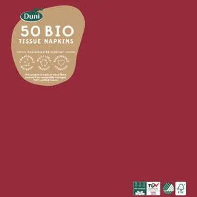 Zdjęcie produktu dla Serwetki bordowe Duni 33 x 33 cm, 50 sztuk