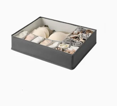 Produktbild von Kleiderschrank Organizer, Schublade Organizer, Schrank Organizer, Faltbare Unterwäsche Organizer Socken Organizer Grau 44 × 33 × 10 cm
