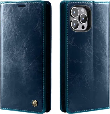 Produktbild von Handyhülle für Apple iPhone 15 Pro Kunstleder Flip Cover Hülle RFID Schutz Case Kartenfach Farbe: Blau