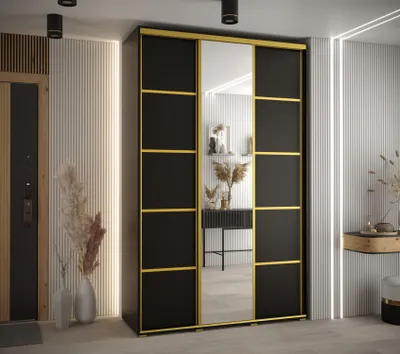 Obrázek produktu pro Šatní skříň YVONA 5 - 150/45 cm, černá / zlatá